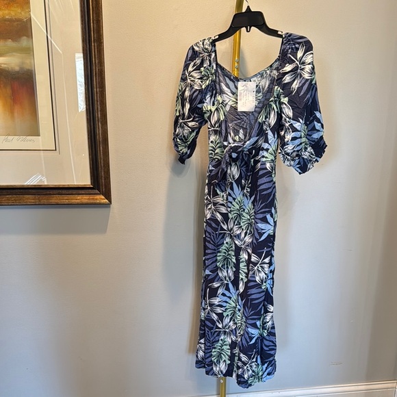 Roxy Floral Blue Dress NWT XS - Picture 3 of 11